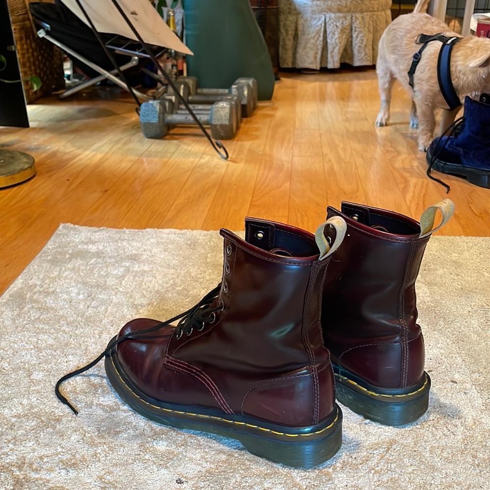 Gently used Doc Martens. Maroon.